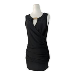 CACHE LBD Little Black Keyhole Sleeveless Club Bodycon Wrap Dress
